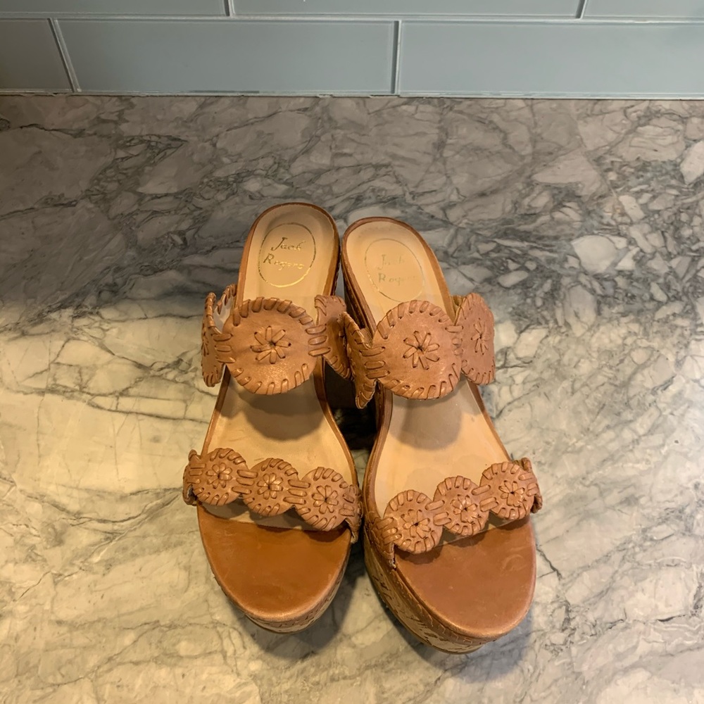 Jack Rogers brown platform wedges